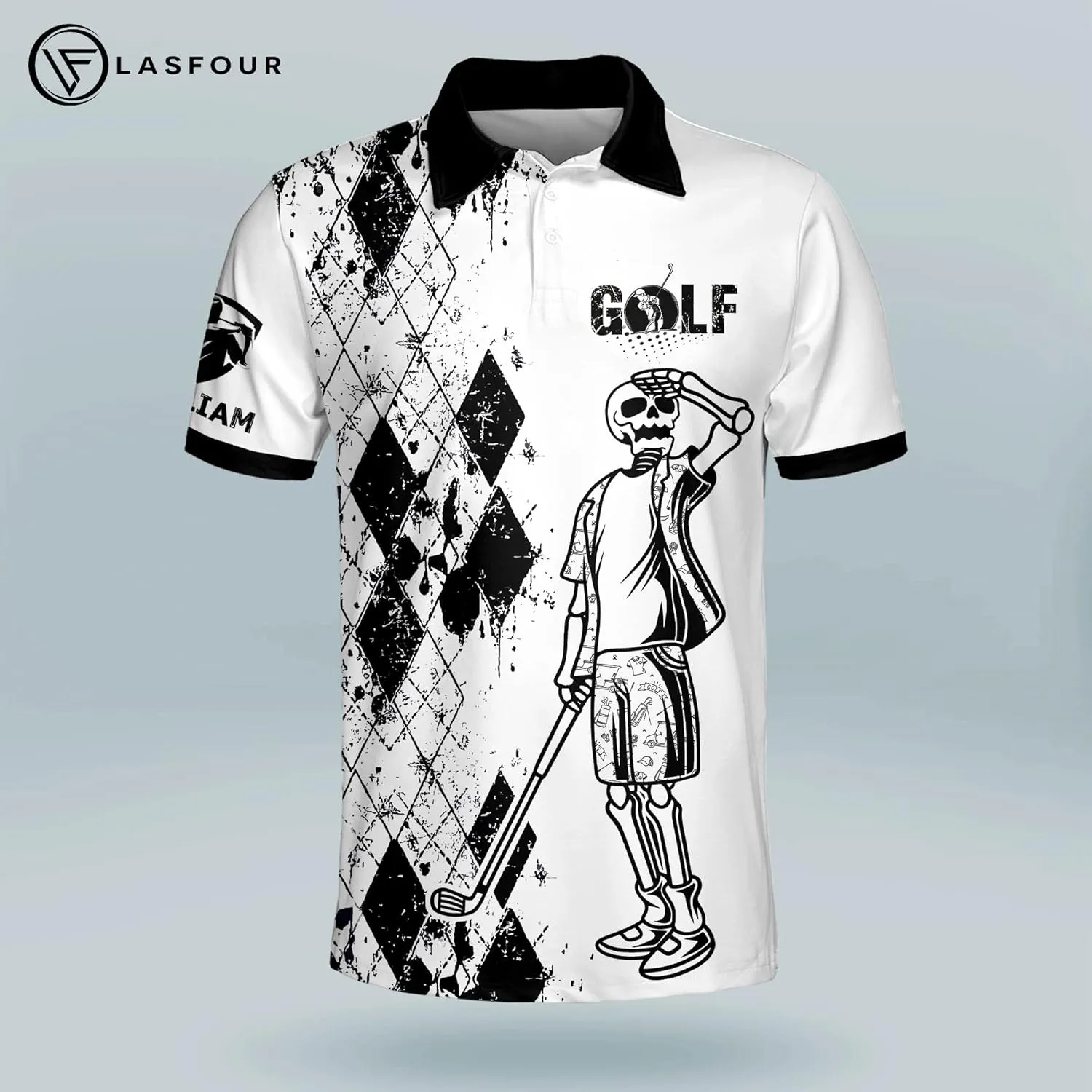 LASFOUR Funny Golf Polo Shirts for Men, Crazy Short Sleeve, Lightweight Golf Polo Shirts for Dad, Grandpa.