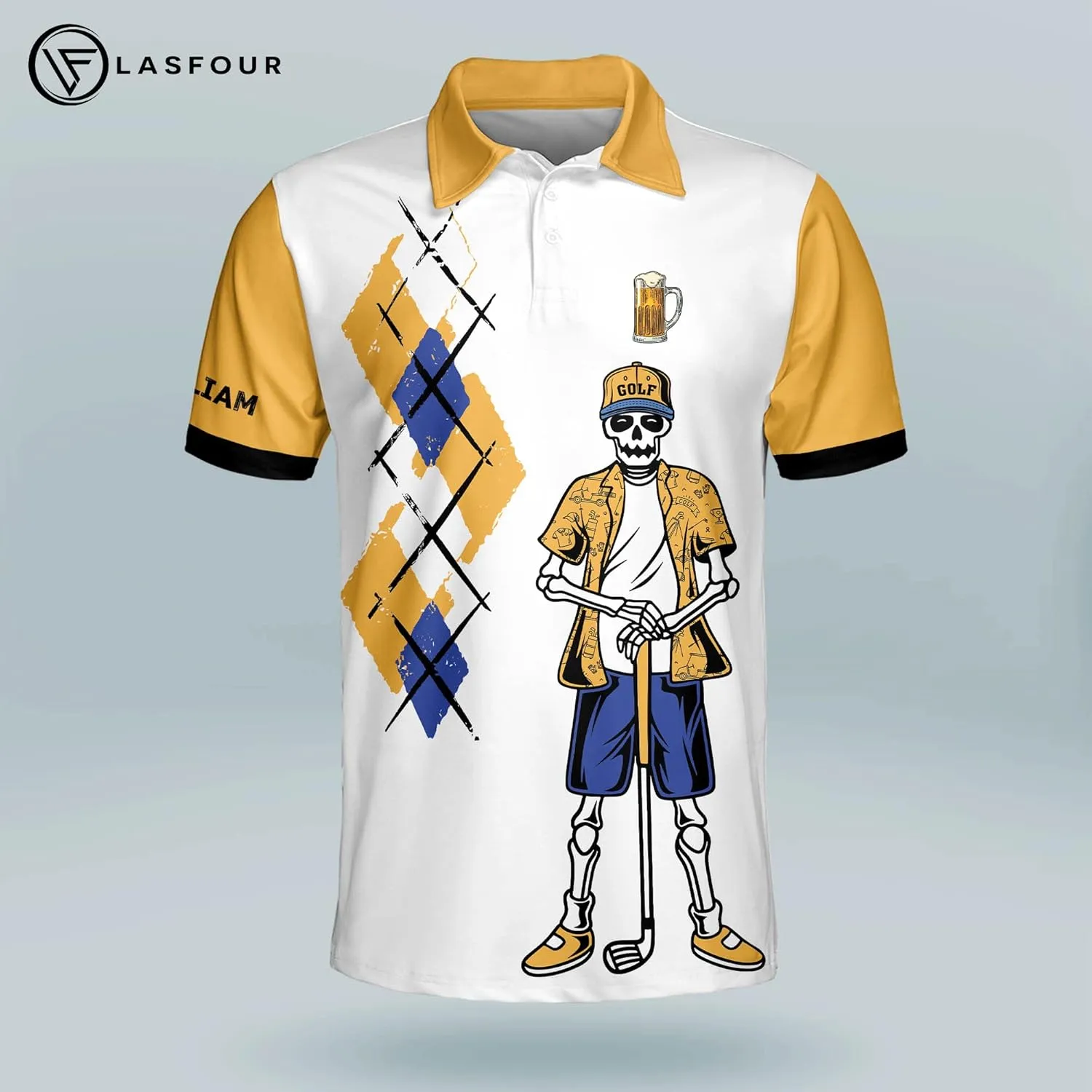 LASFOUR Funny Golf Polo Shirts for Men, Crazy Short Sleeve, Lightweight Golf Polo Shirts for Dad, Grandpa.
