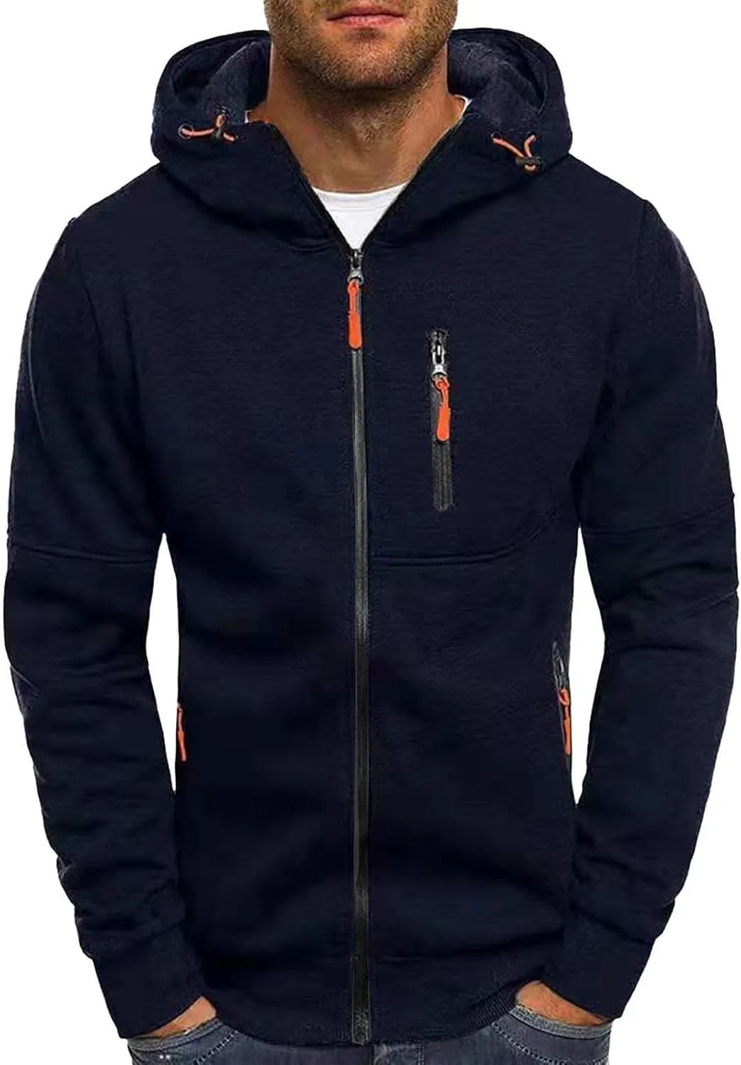 LCMTWX Hoodies for Guys Winter Casual Loose Solid Hooded Sweater Top With Zip Pockets Men's Hooded Fleece Sweatshirt Men's