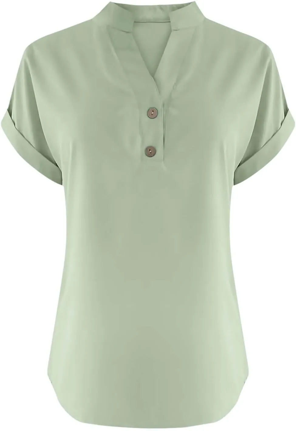 Linen Shirts for Women Loose Fit Vacation Short Sleeve Boho Tops Casual Button Up V Neck T Shirts Solid Summer Blouse