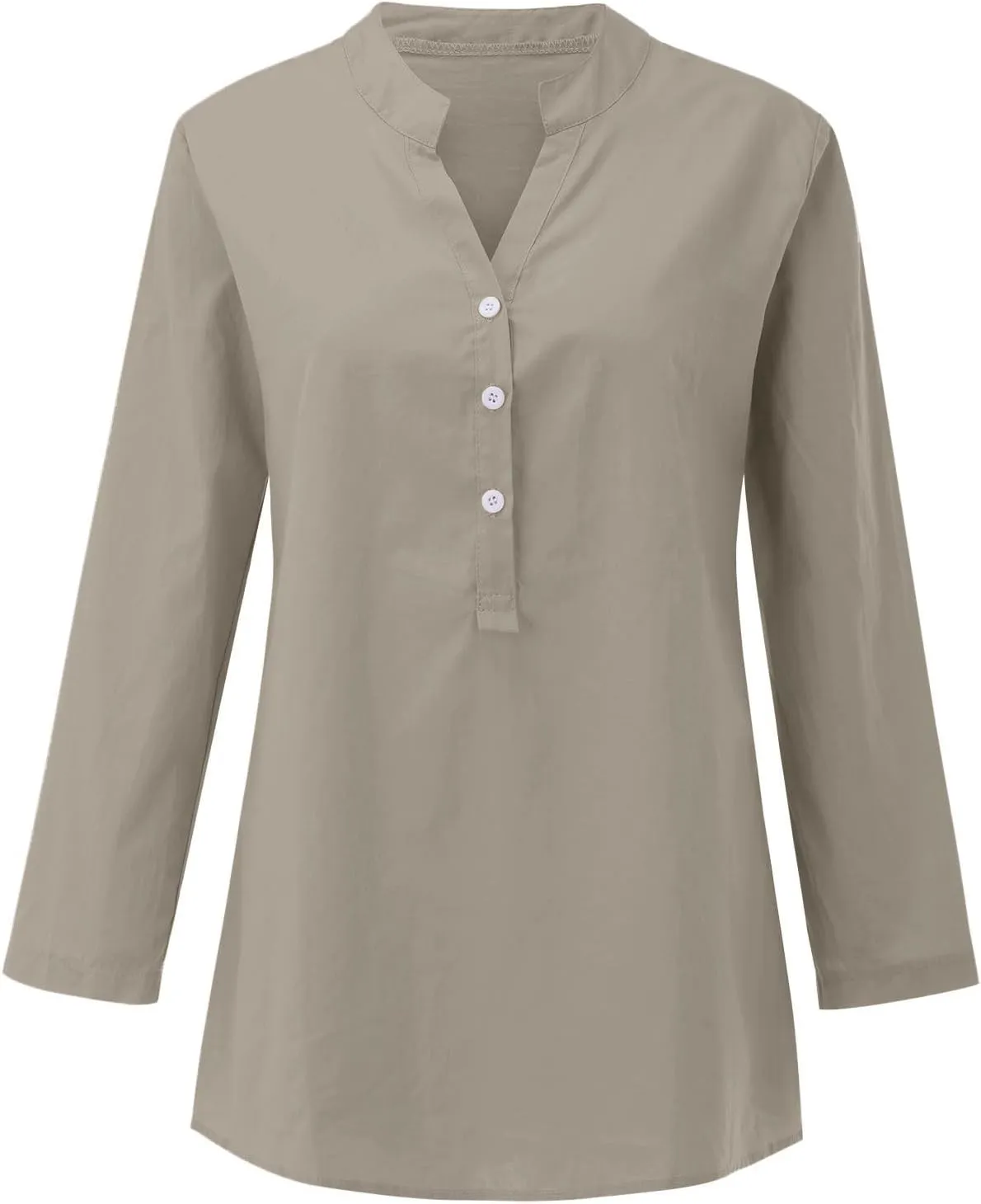 Linen Shirts for Women V-Neck Buttons Blouse Embroidery 2025 Summer Tshirt Long Sleeve Loose T-Shirts
