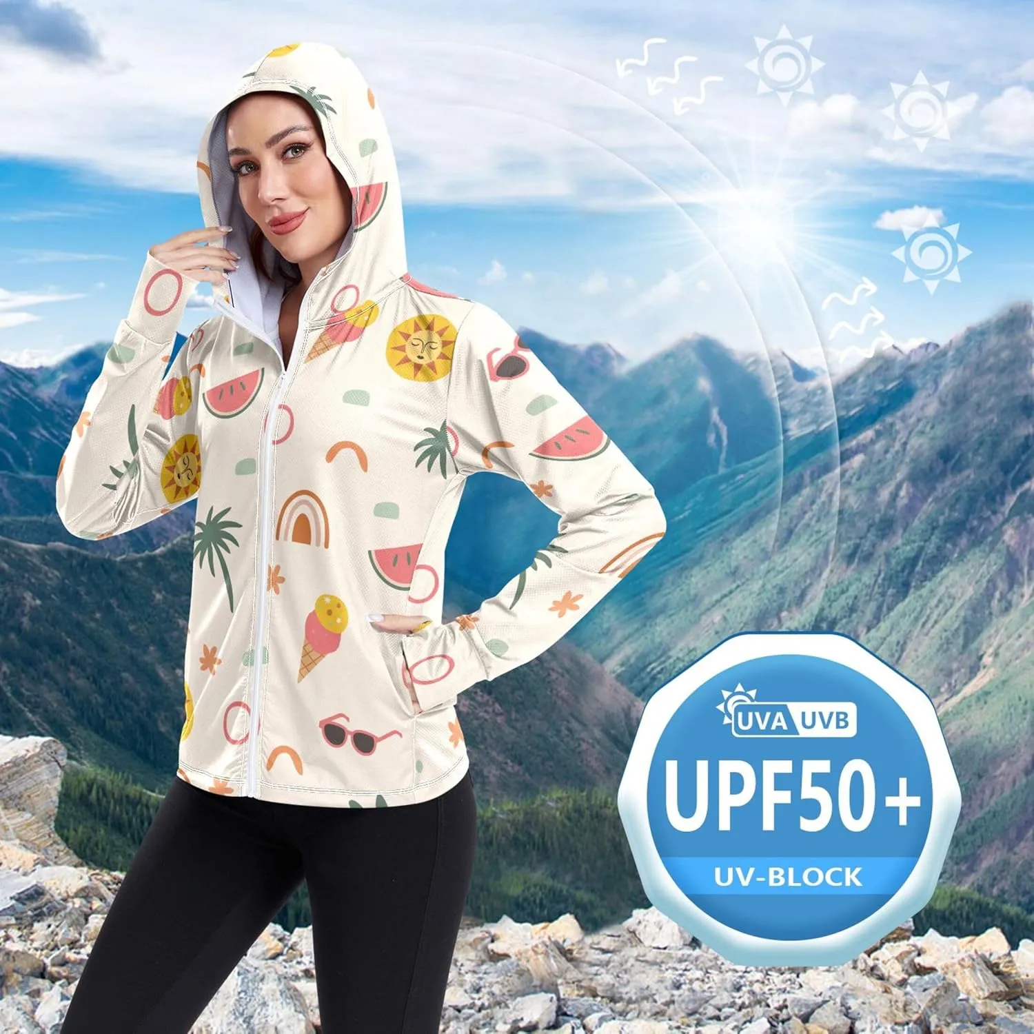 linqin Zip Up Hoodies Quick Dry Workout Shirts UPF 50  Protection Sweatshirt For Women Athletic Jacket
