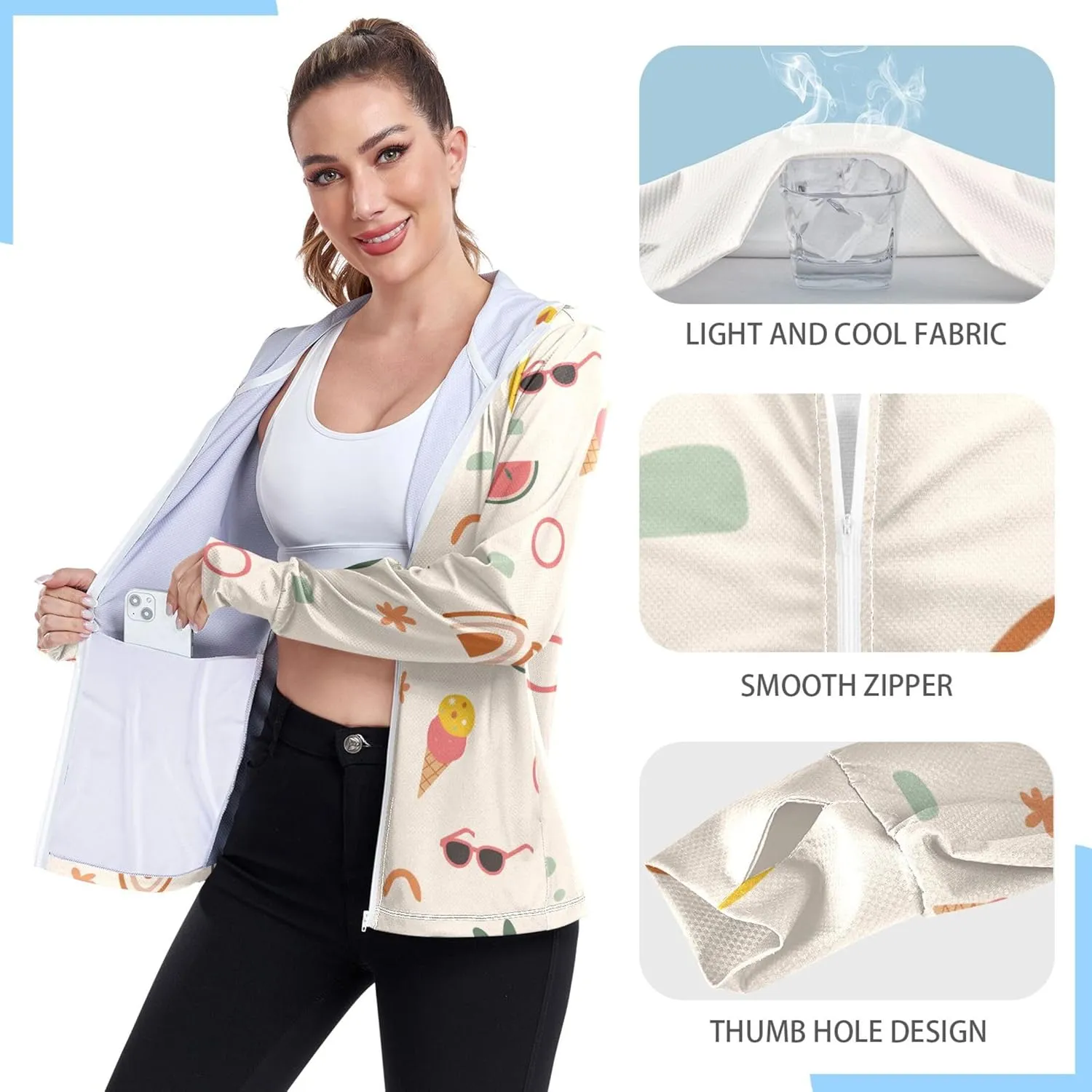linqin Zip Up Hoodies Quick Dry Workout Shirts UPF 50  Protection Sweatshirt For Women Athletic Jacket