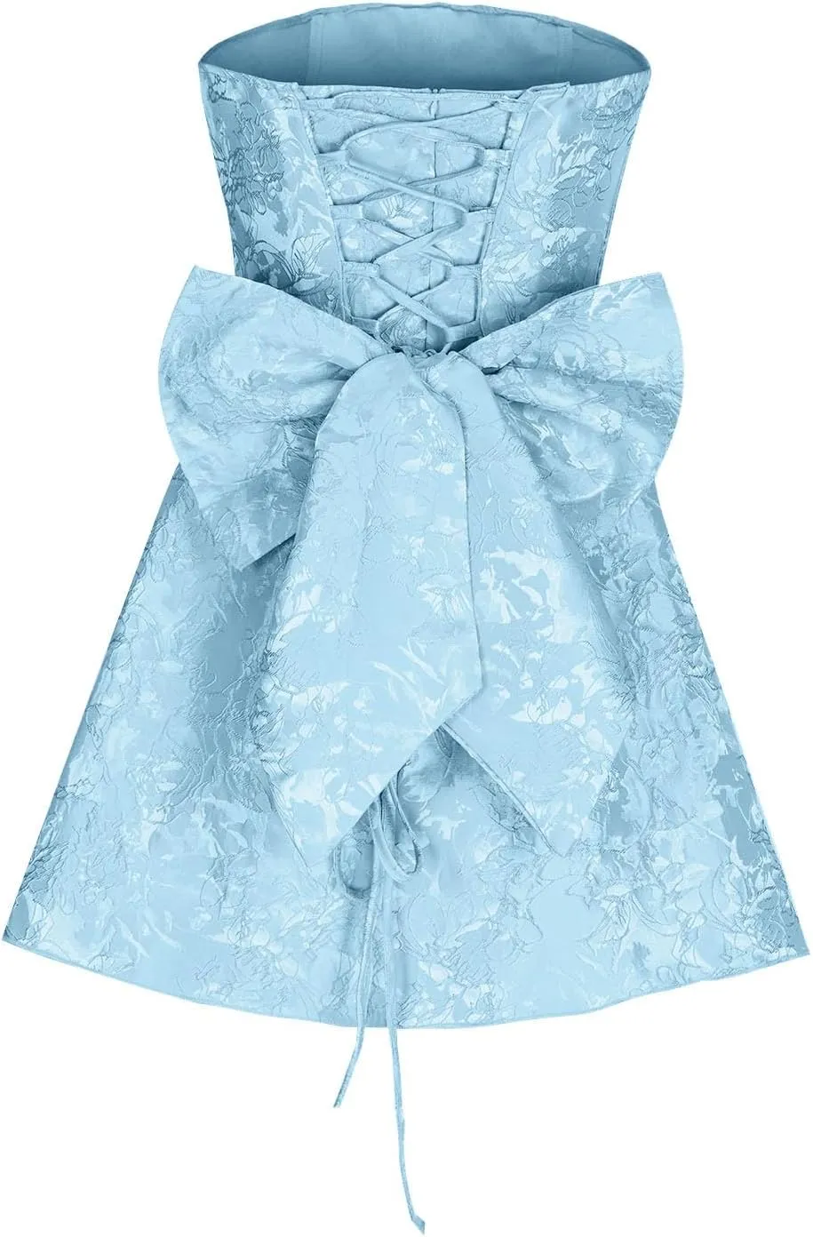 Lmdudan Strapless Satin Mini Homecoming Dress for Women Girls Cocktail Skirts 2025 Sexy Jacquard Mini Skirt with Bow