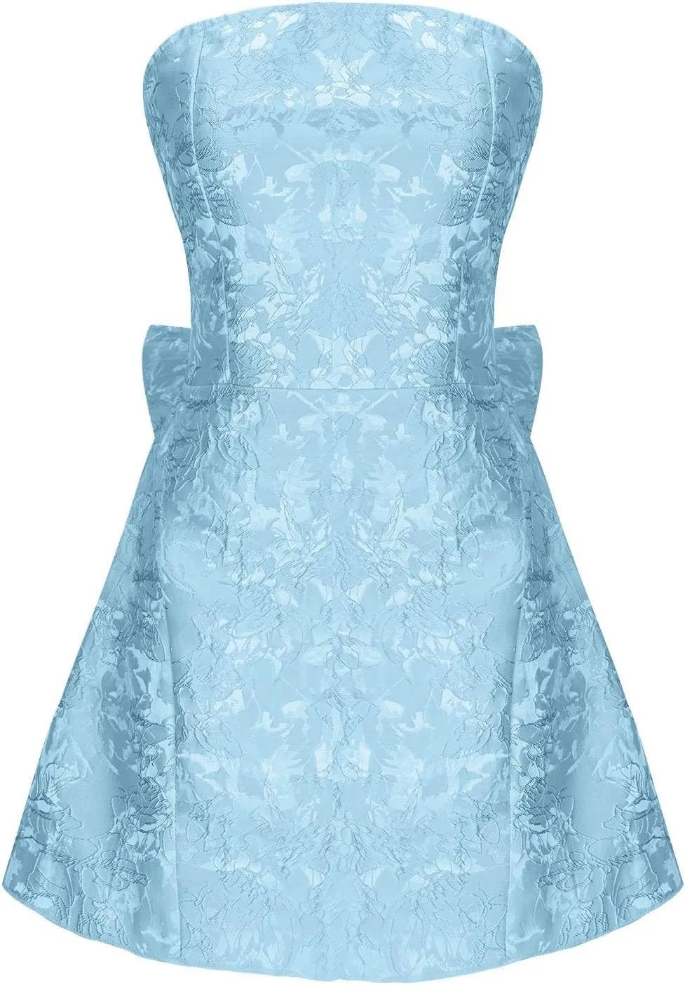 Lmdudan Strapless Satin Mini Homecoming Dress for Women Girls Cocktail Skirts 2025 Sexy Jacquard Mini Skirt with Bow