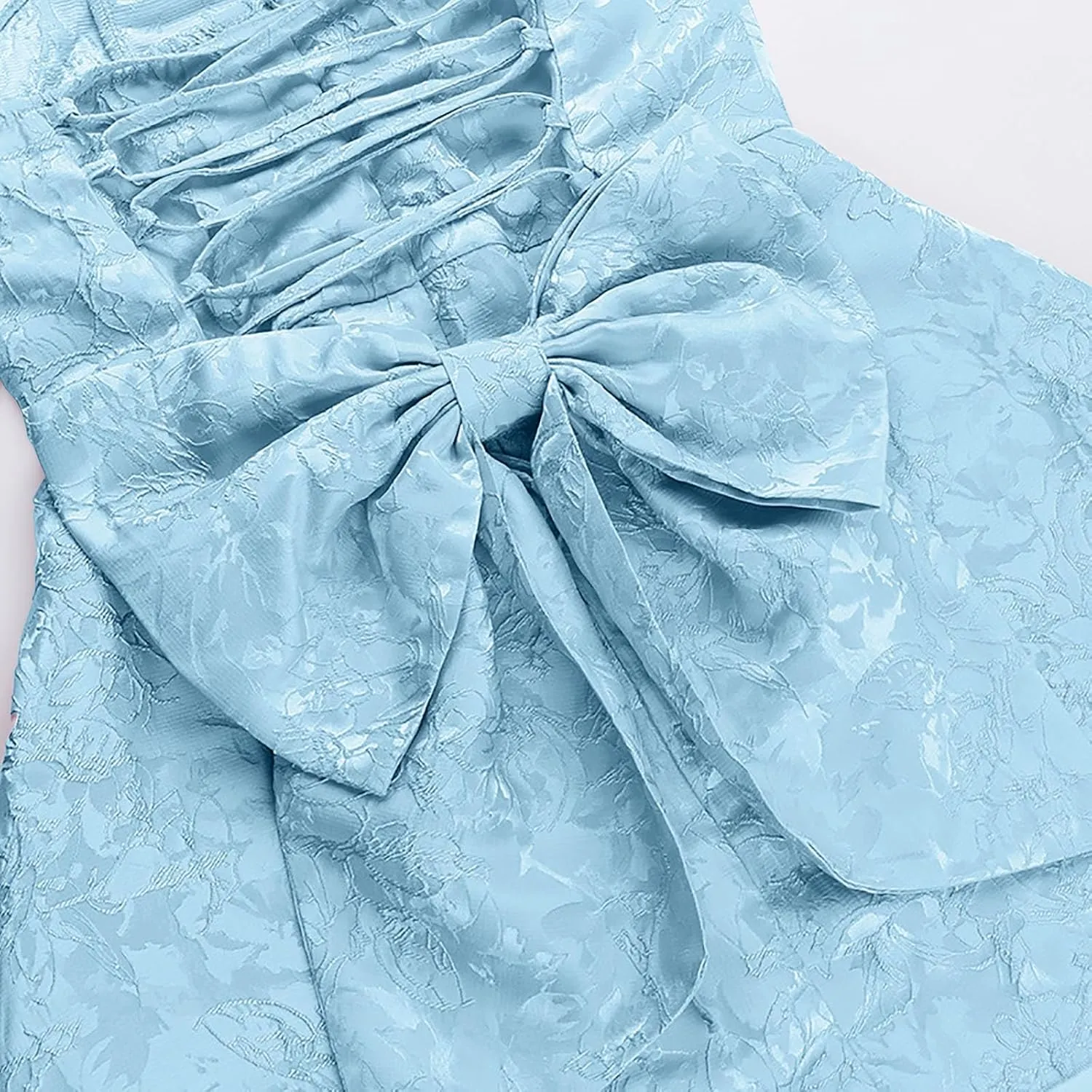 Lmdudan Strapless Satin Mini Homecoming Dress for Women Girls Cocktail Skirts 2025 Sexy Jacquard Mini Skirt with Bow