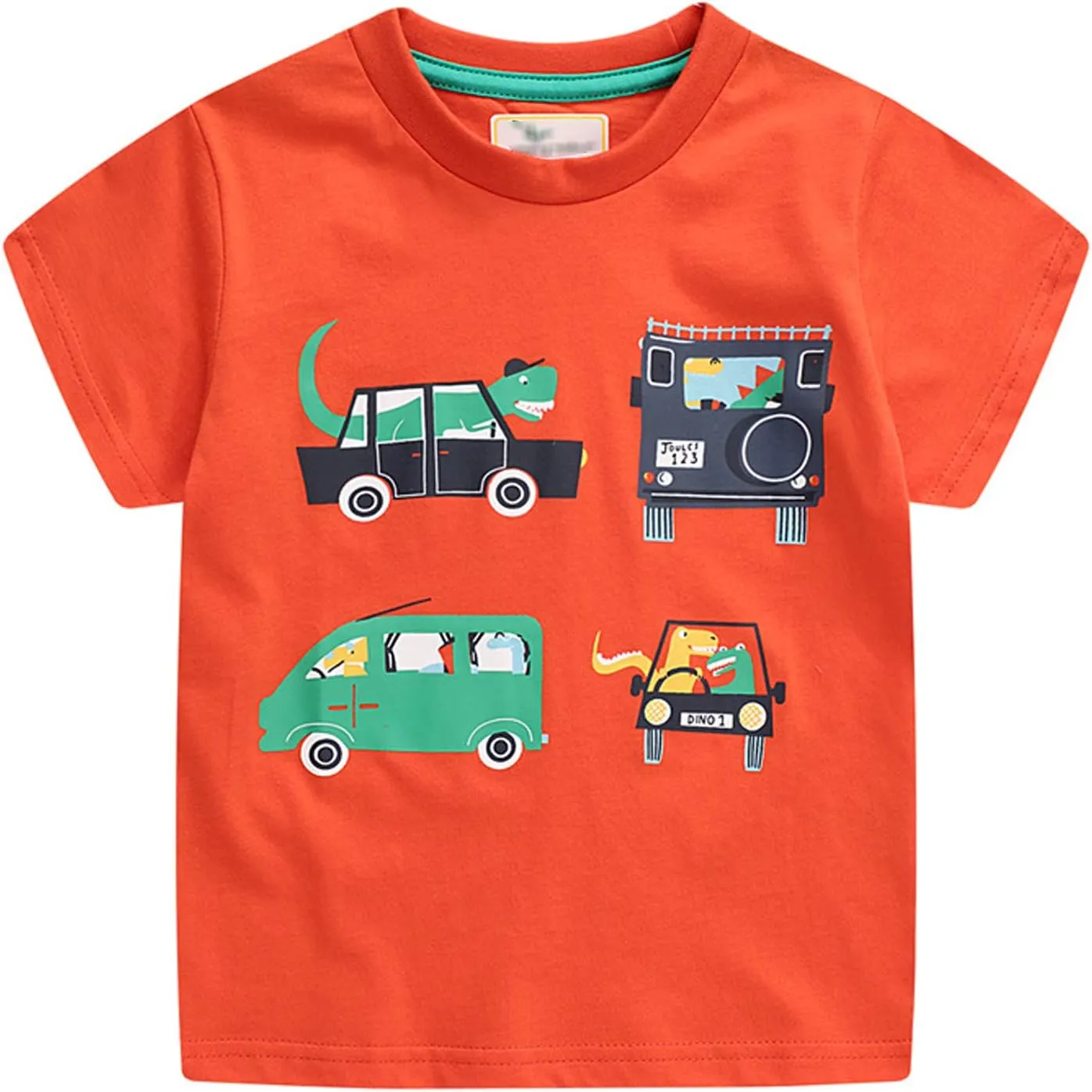 LOKTARC Boys Dinosaur T-Shirts Crewneck Short Sleeve Shirts 3-Pack Toddler Tops