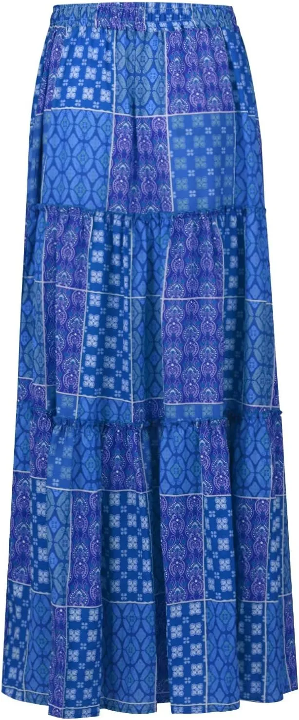 Long Skirt,Flowy Skirts for Women 2025 Elastic High Waisted Linen Trendy Womens Boho Maxi Skirt with Pockets