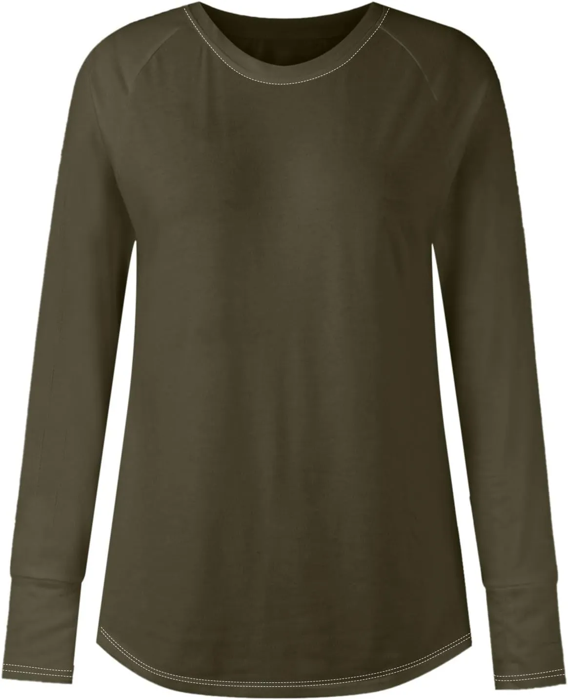 Long Sleeve Shirts for Women Cotton Oversized Crew Neck Tunic Tops with Thumb Holes Fall Casual Loose T Shirts Blouses