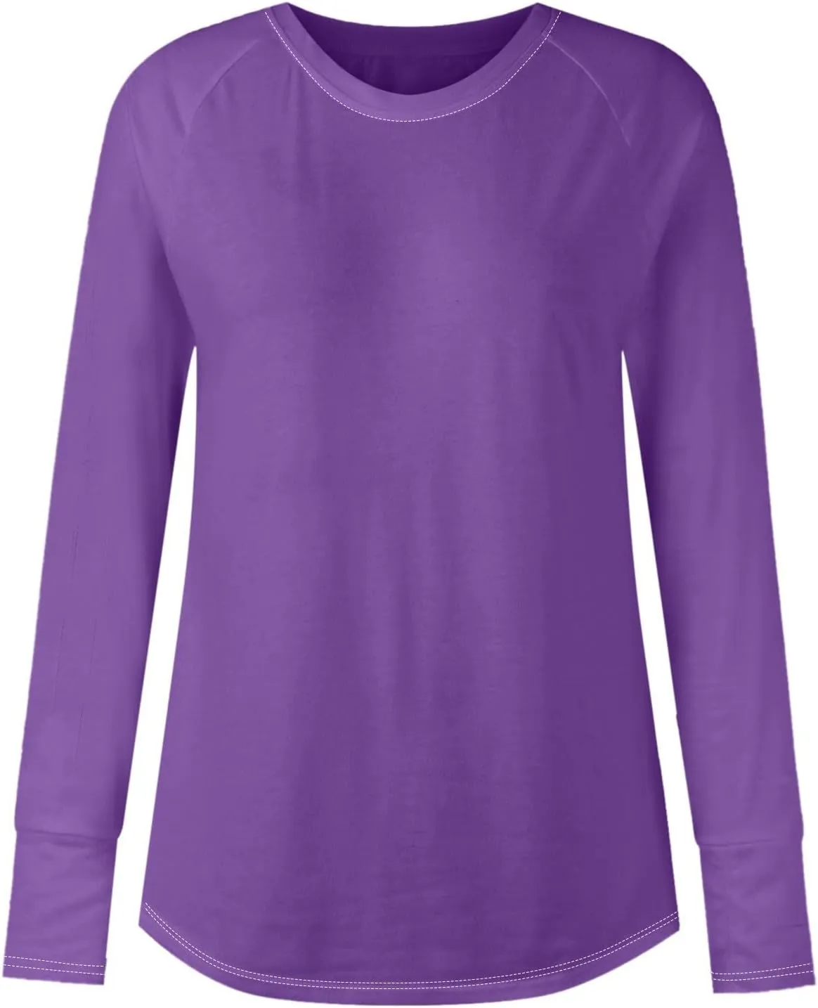 Long Sleeve Shirts for Women Cotton Oversized Crew Neck Tunic Tops with Thumb Holes Fall Casual Loose T Shirts Blouses