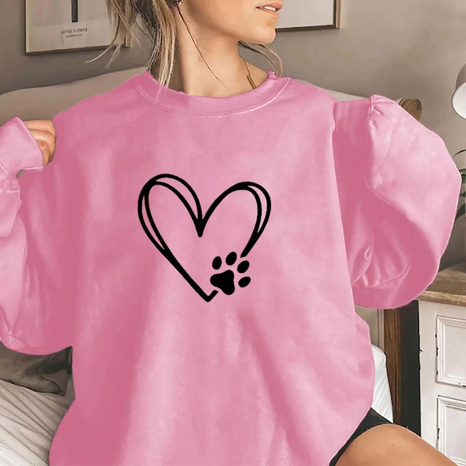 Long Sleeve SweatShirts for Teen Girls Crewneck Oversized Pullover Sweater 2024 Fashion Fall Casual Tops Clothes