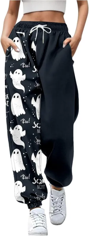 Loose Plus Size Sweatpants Pants Workout High Waisted Yoga Pants with Pockets Halloween Casual Women Halloween