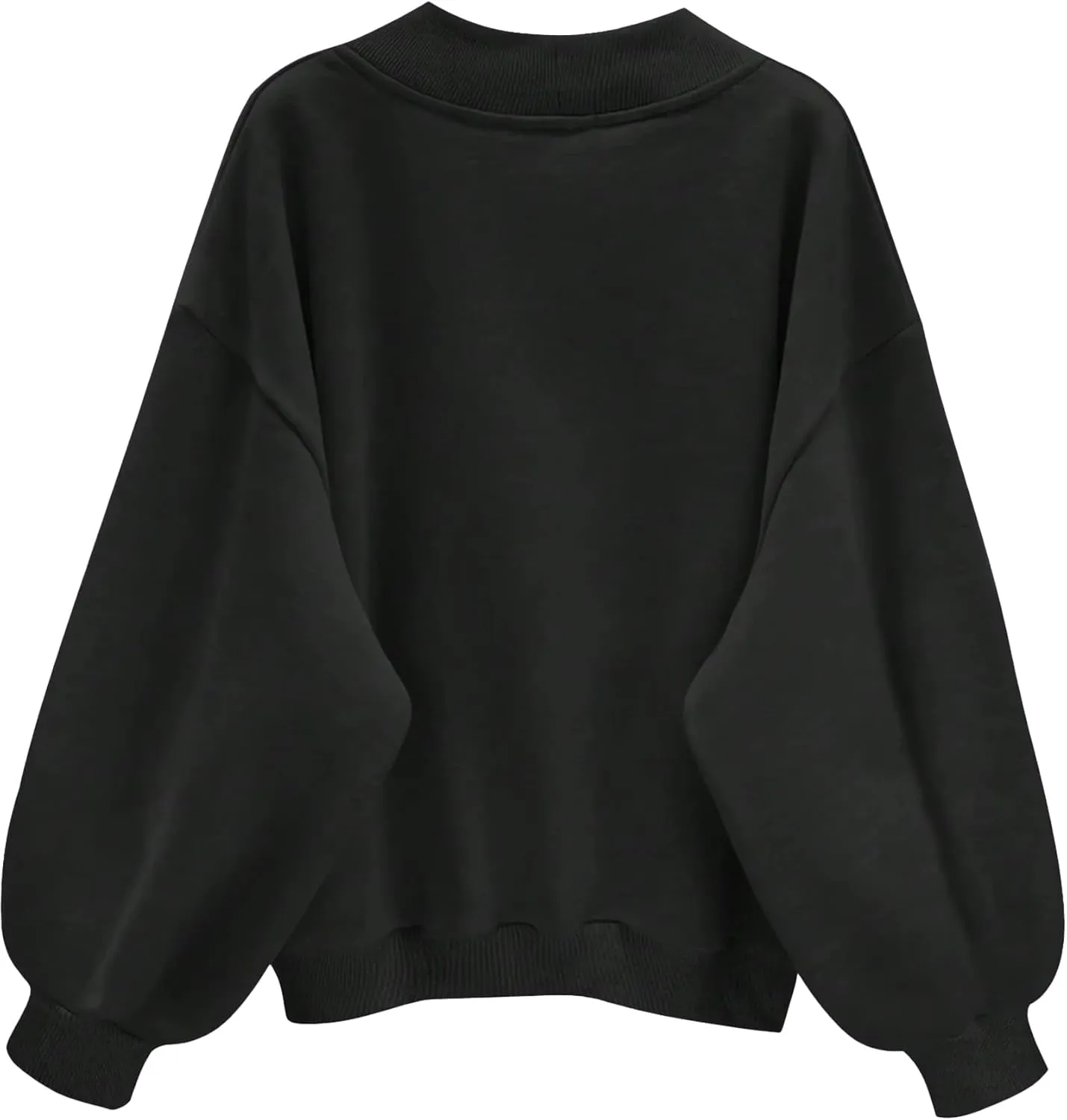 LovelyWholesale Women Oversized V Neck Sweatshirt Long Sleeve Shirts Drop Shoulder Tops