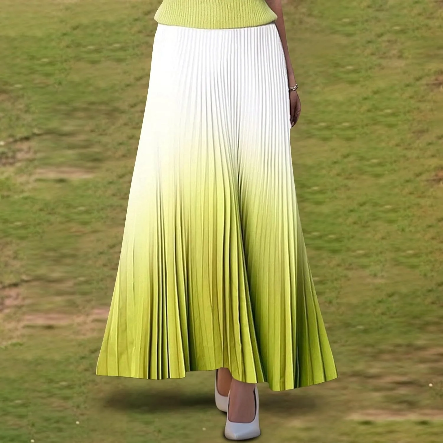 Maxi Skirts for Women 2025 Elastic Waist Peasant Trendy Business Casual Travel Pleated Beach Smocked Womens Floral Skirt