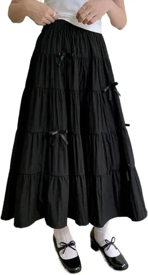 Maxi Skirts for Women Ruffle Hem Elegant A-Line Skirt