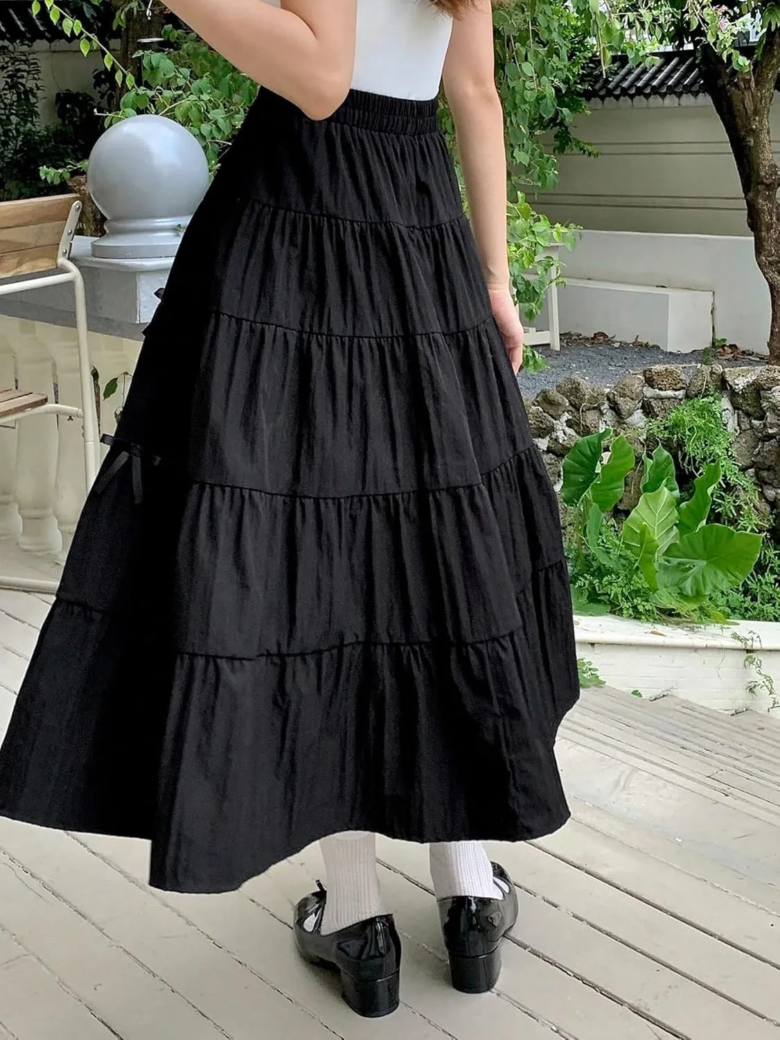 Maxi Skirts for Women Ruffle Hem Elegant A-Line Skirt