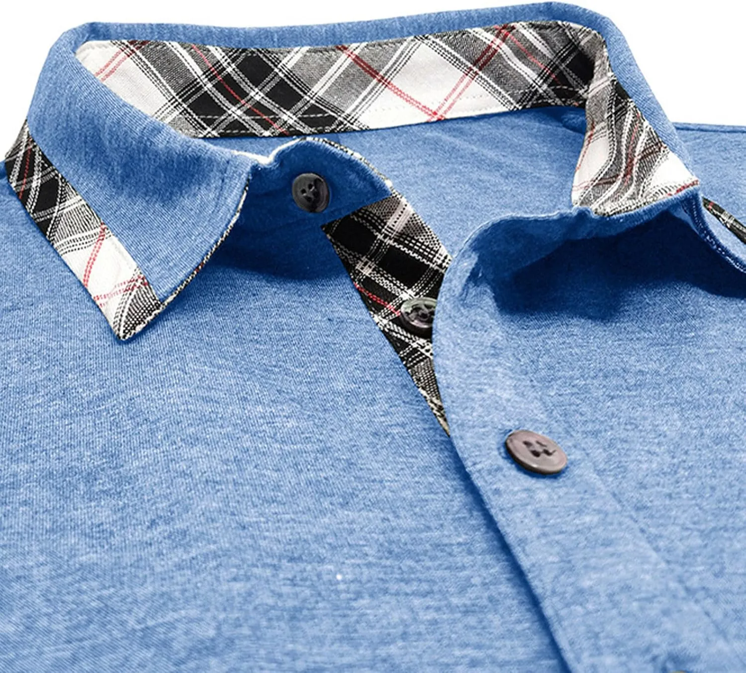 Men's 2025 Classic Fit Casual Short Sleeve Vintage Dual Tipped Collar Button Down Polo Shirt with Pocket