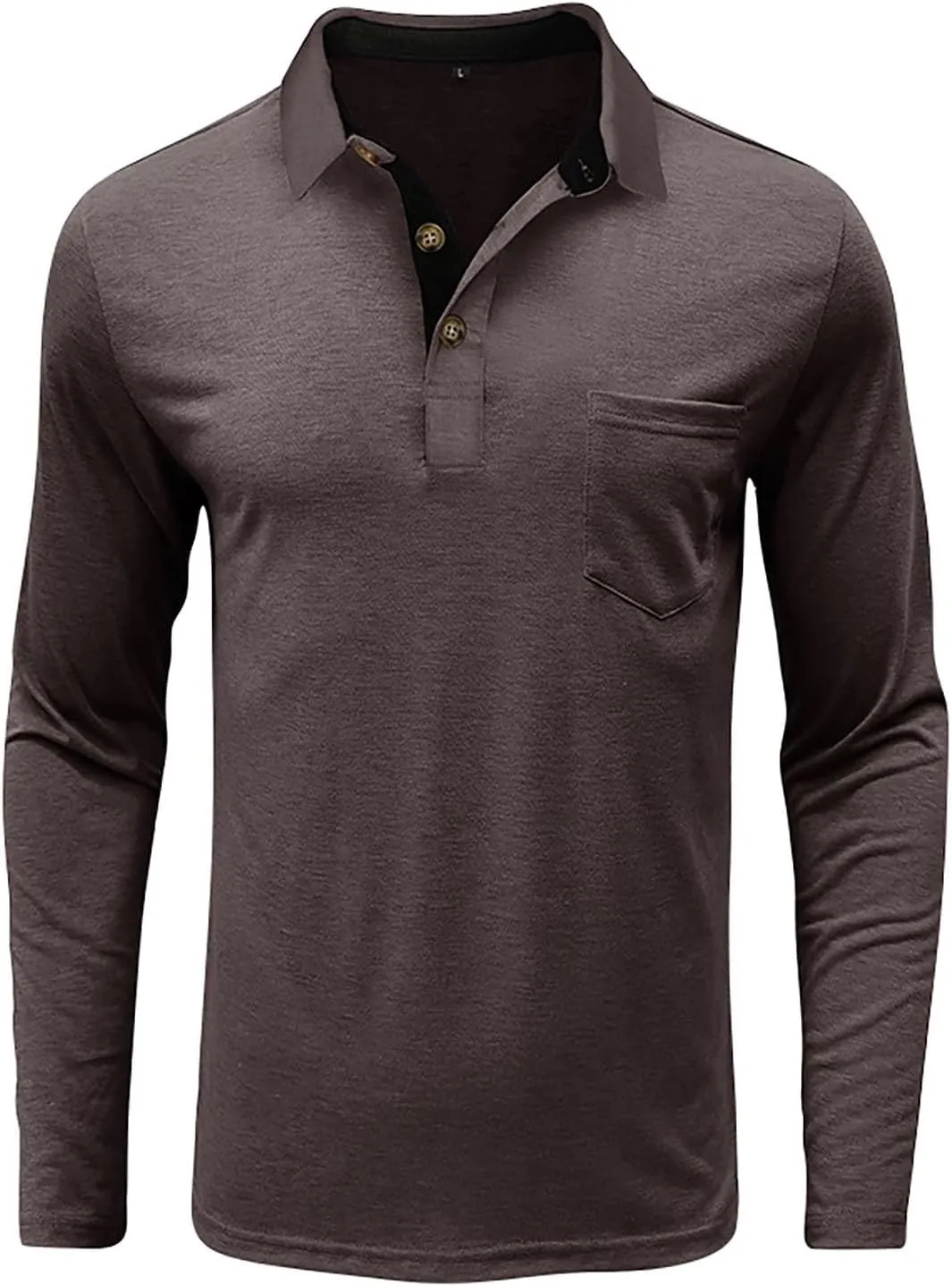 Men's 2025 Classic Fit Casual Short Sleeve Vintage Dual Tipped Collar Button Down Polo Shirt with Pocket