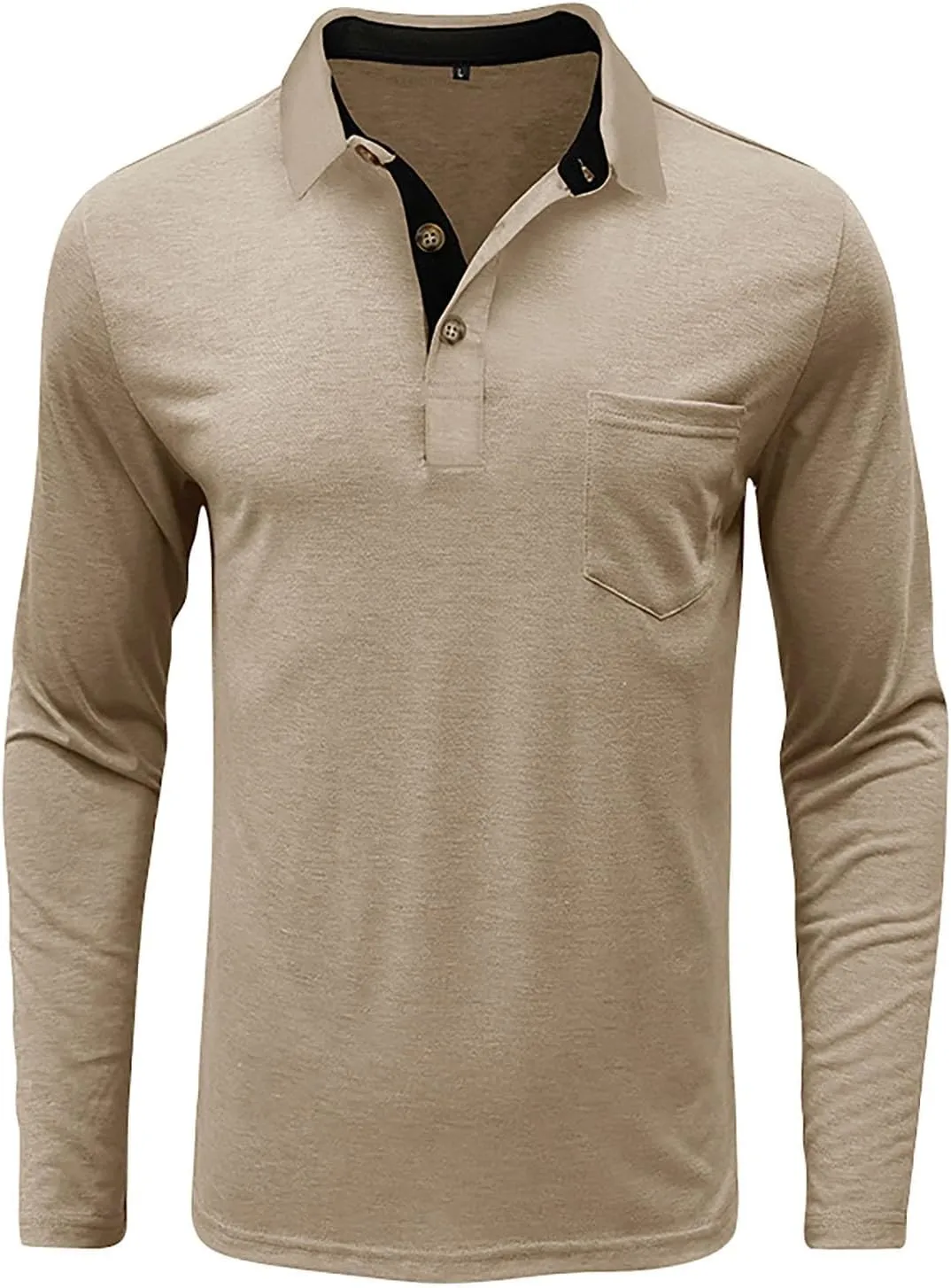 Men's 2025 Classic Fit Casual Short Sleeve Vintage Dual Tipped Collar Button Down Polo Shirt with Pocket
