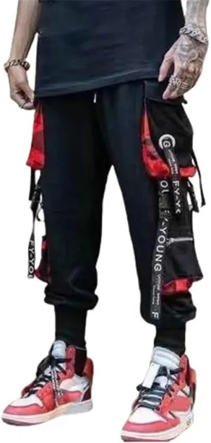 Men's American Style Distressed Pocket Harem Cargo Joggers Skinny Leg Casual