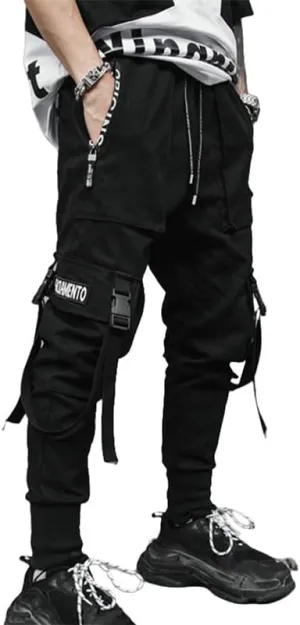 Men's American Style Distressed Pocket Harem Cargo Joggers Skinny Leg Casual
