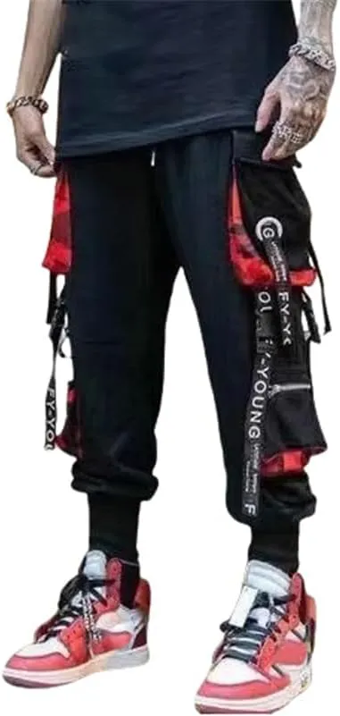 Men's American Style Distressed Pocket Harem Cargo Joggers Skinny Leg Casual