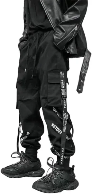 Men's American Style Distressed Pocket Harem Cargo Joggers Skinny Leg Casual