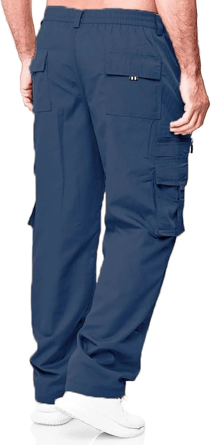 Mens Cargo Joggers Lightweight Tactical Hiking Sweatpants with Pockets Elastic Drawsting Relaxed Fit Workout Slacks