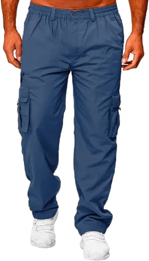 Mens Cargo Joggers Lightweight Tactical Hiking Sweatpants with Pockets Elastic Drawsting Relaxed Fit Workout Slacks