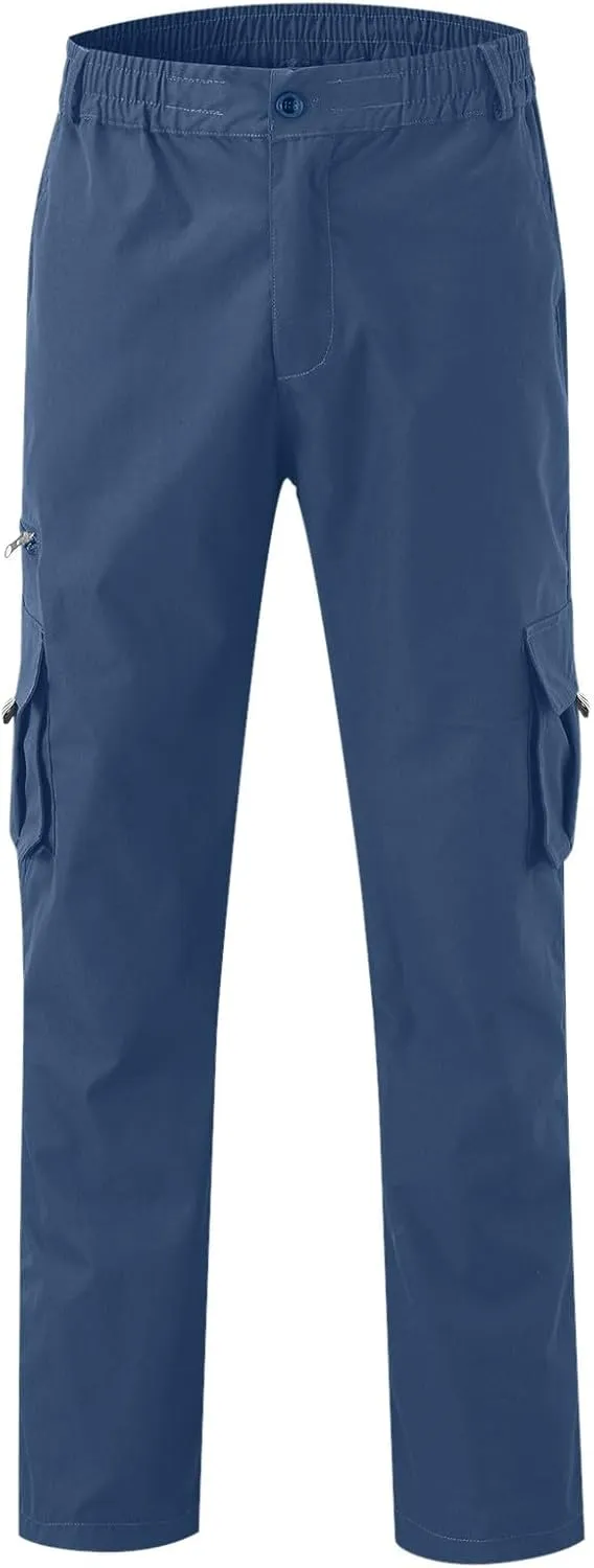 Mens Cargo Joggers Lightweight Tactical Hiking Sweatpants with Pockets Elastic Drawsting Relaxed Fit Workout Slacks