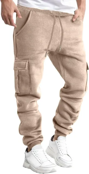 Mens Cargo Pants Relaxed Fit Pants Joggers Sweatpants Athletic Casual Workout Running Pants with Multi Pockets