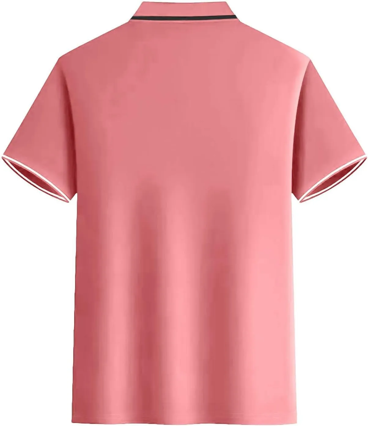 Mens Casual Polo T Shirt Zipper Button Pullover Tops Patchwork Short Sleeve Blouse Classic Golf Shirt