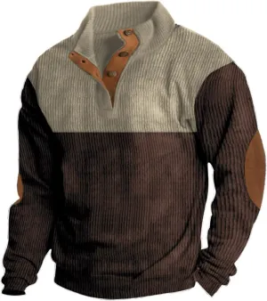 Mens Corduroy Sweatshirt Fall Casual Pullover Oversized Workout Running Active Long Sleeve Sweatshirt