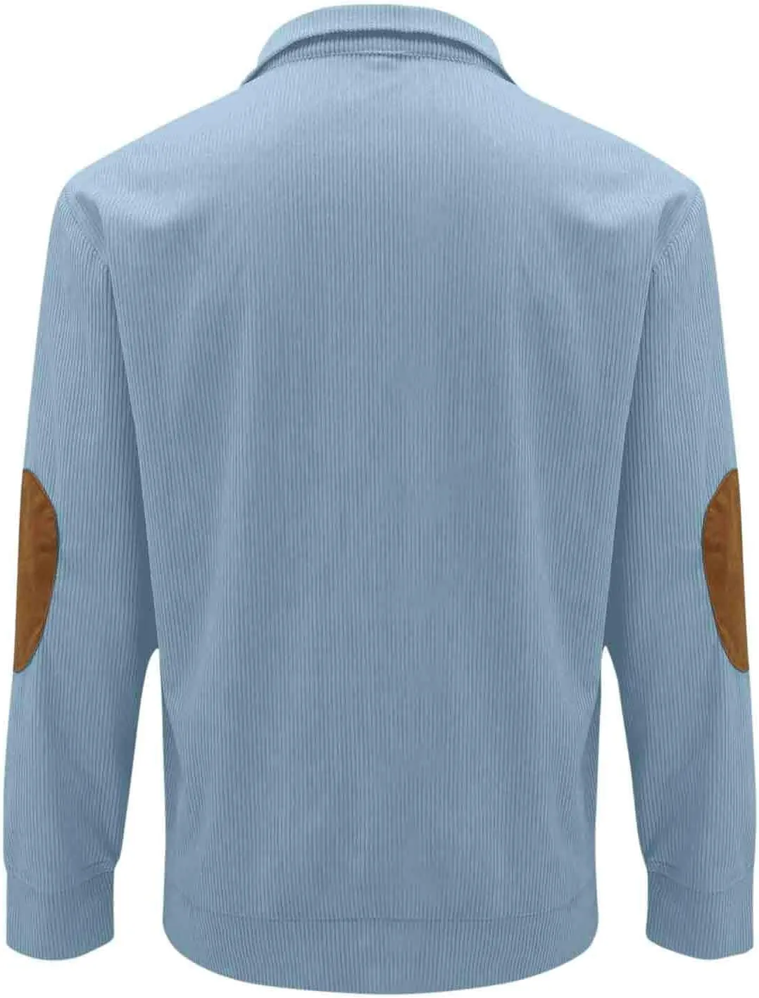 Mens Corduroy Sweatshirts Elbow Patches Long Sleeve Stand Collar 1/4 Button Up Pullover Sweaters Color Block Tops