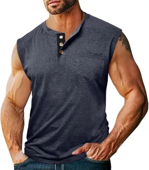 Men's Cotton Linen Henley T-Shirts Long Sleeve Hippie Casual Summer Beach Tshirt Slim Fit Roll-up Button-Down Tops