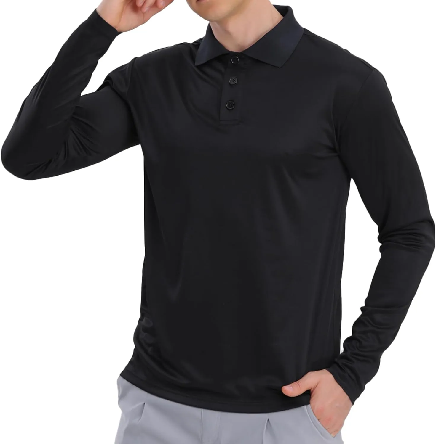 Men's Golf Polo Shirts,1 Pack/4 Pack Long Sleeve Quick Dry Athletic Casual Performance Collar Shirts for Men