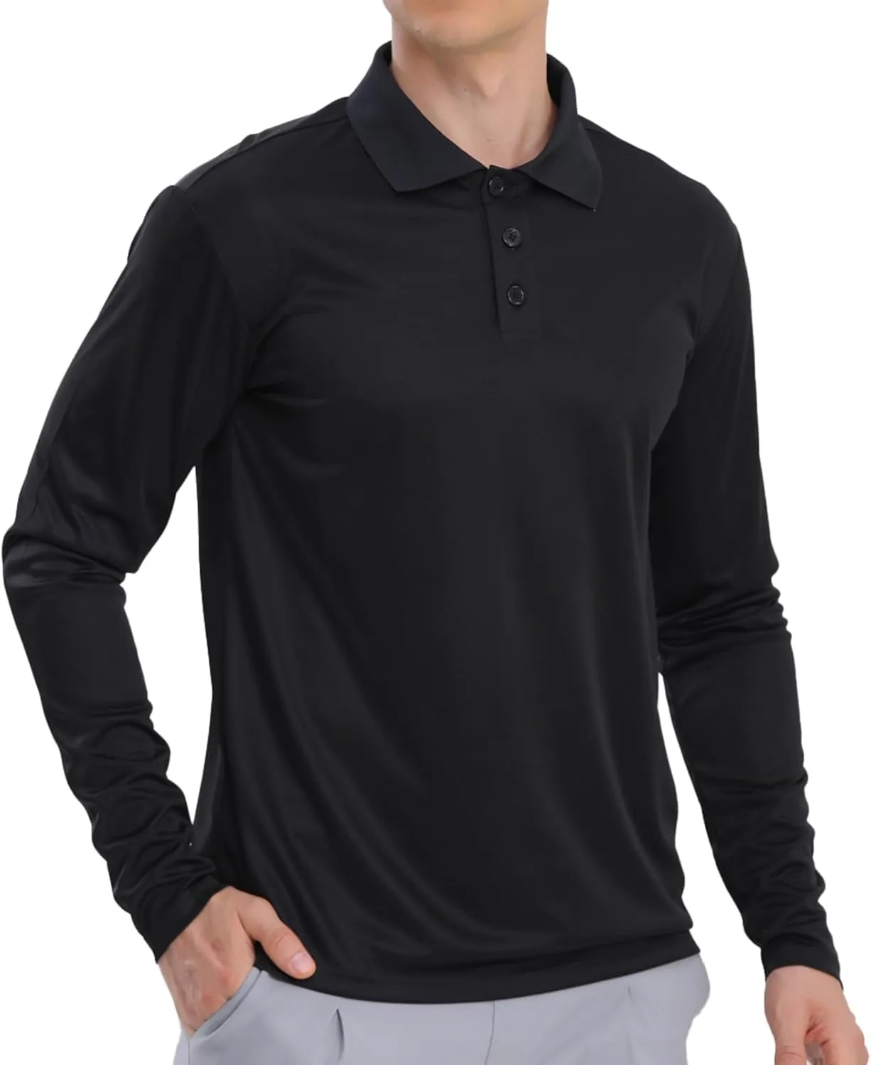 Men's Golf Polo Shirts,1 Pack/4 Pack Long Sleeve Quick Dry Athletic Casual Performance Collar Shirts for Men
