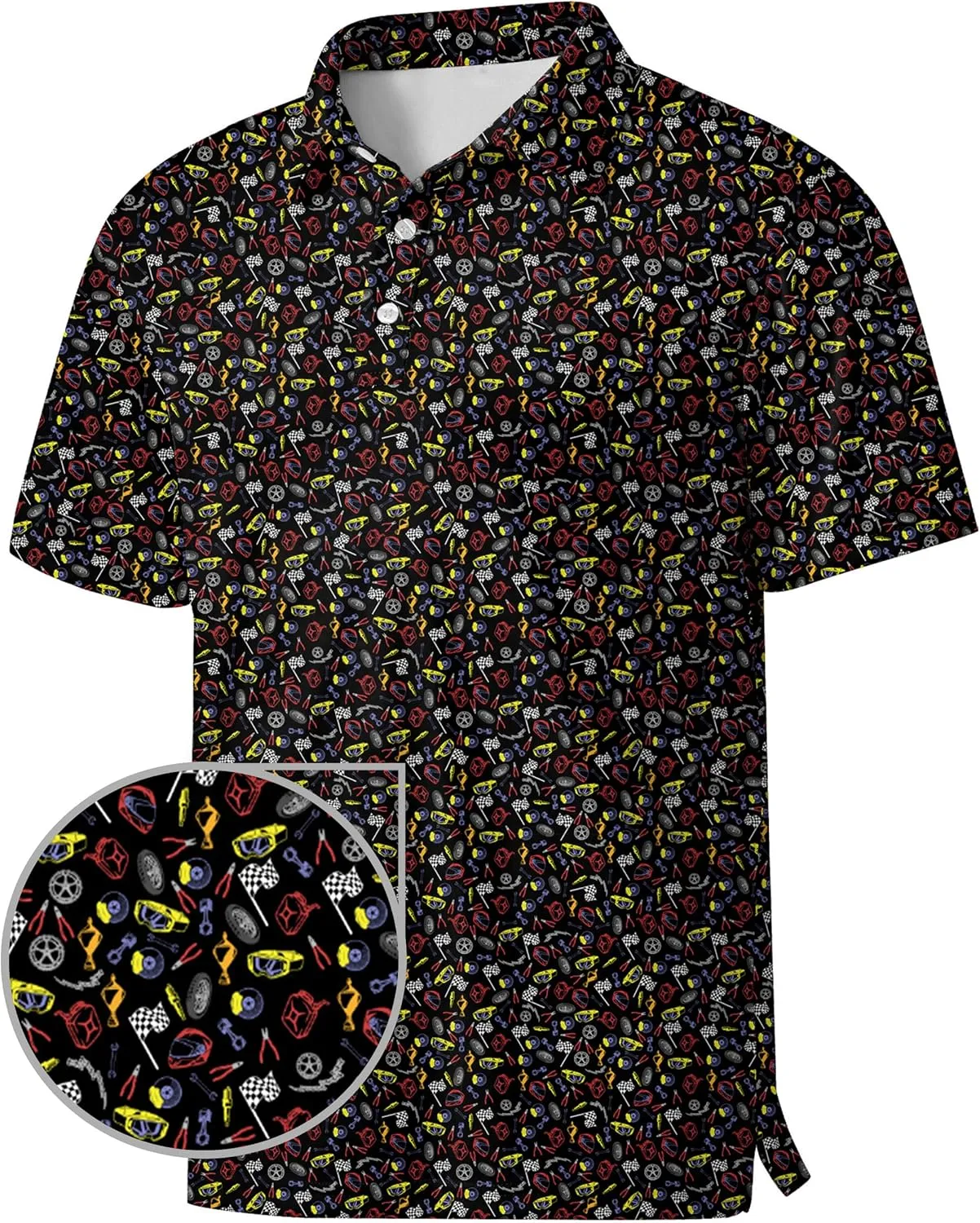 Men's Golf Shirts Moisture Wicking Quick Dry Performance Golf Polo Shirts for Men Fashion Print Short Sleeve Polo Shirts