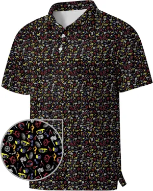 Men's Golf Shirts Moisture Wicking Quick Dry Performance Golf Polo Shirts for Men Fashion Print Short Sleeve Polo Shirts