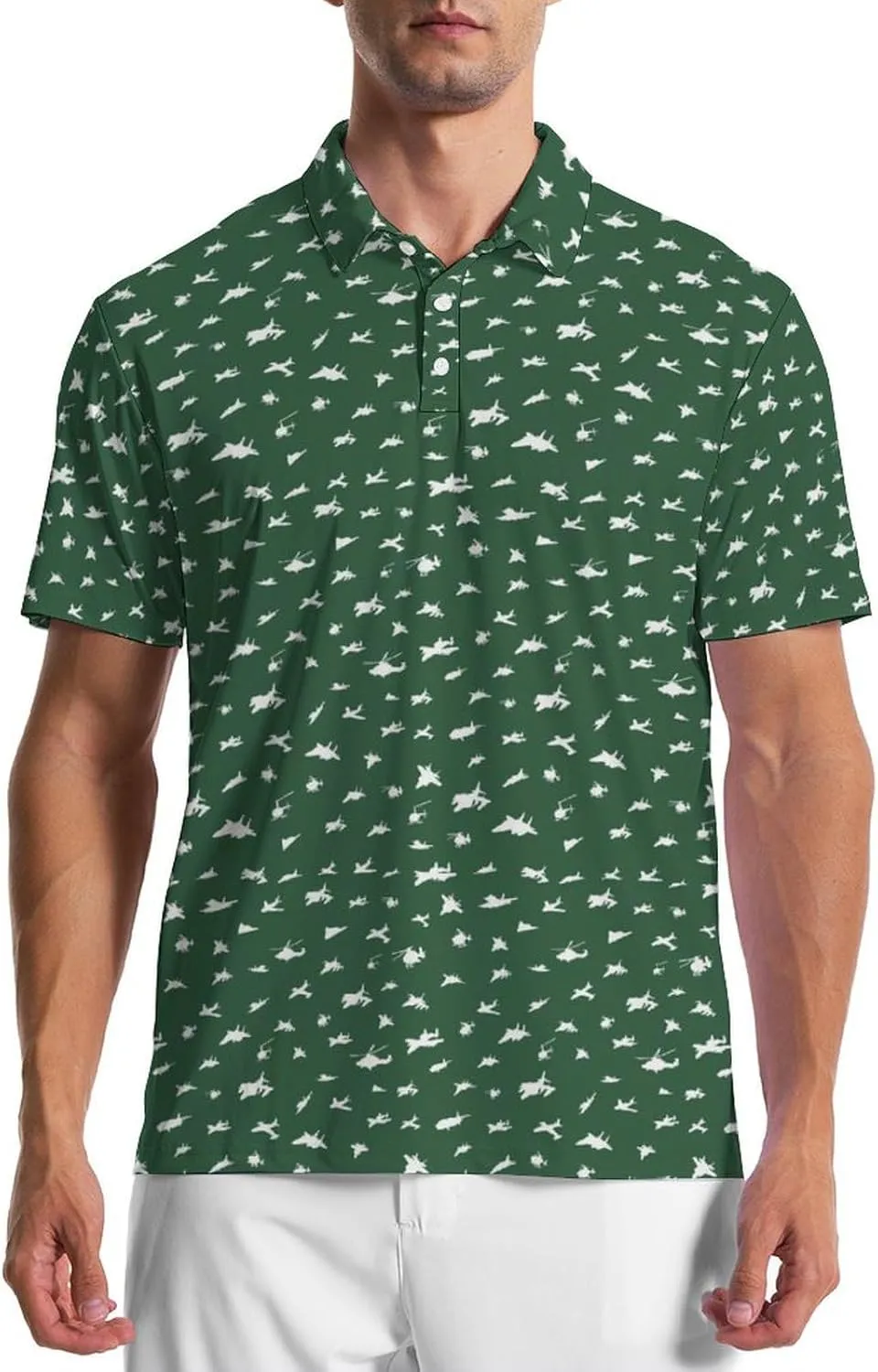 Men's Golf Shirts Moisture Wicking Quick Dry Performance Golf Polo Shirts for Men Fashion Print Short Sleeve Polo Shirts