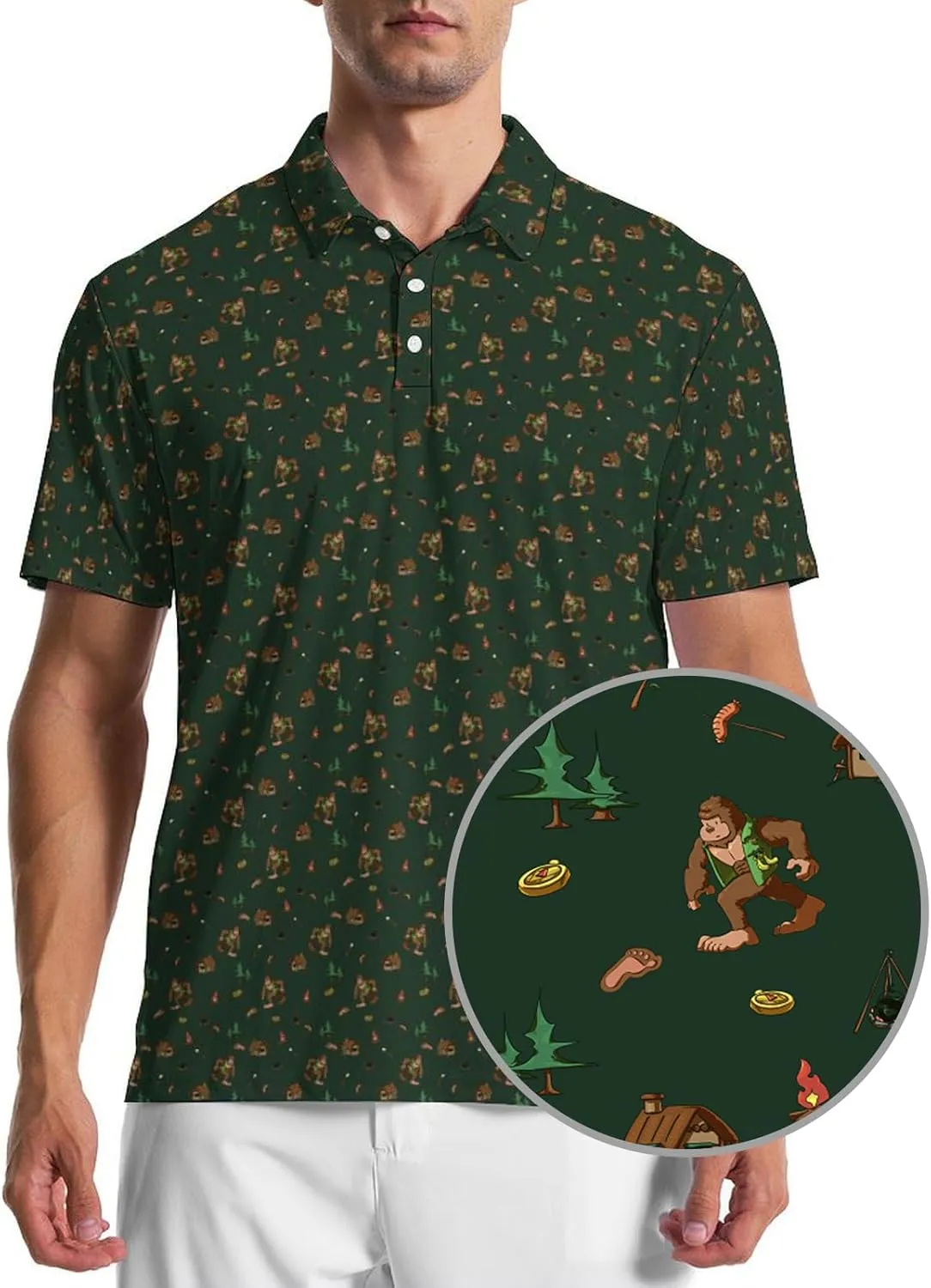 Men's Golf Shirts Moisture Wicking Quick Dry Performance Golf Polo Shirts for Men Fashion Print Short Sleeve Polo Shirts