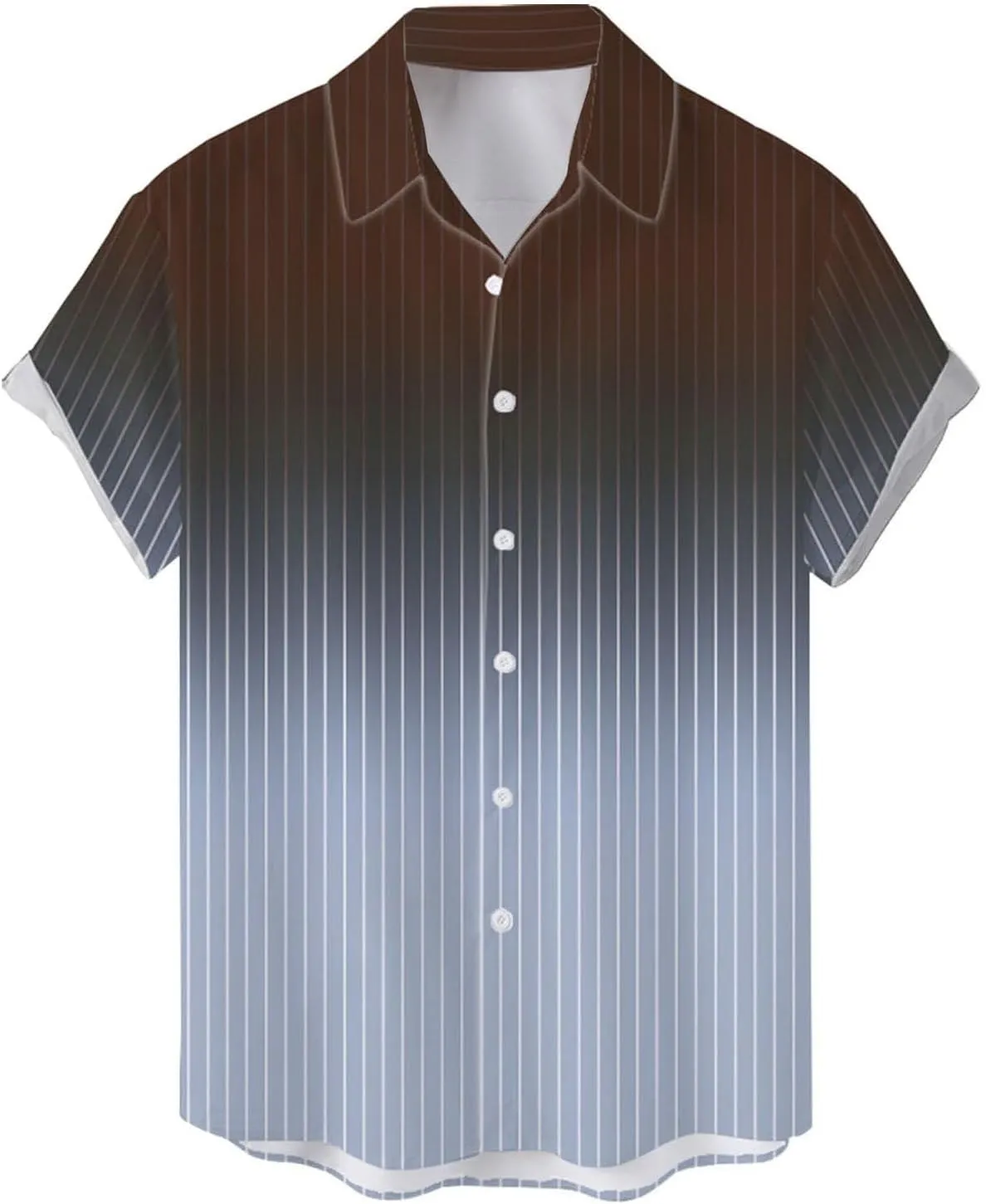 Men's Gradient Linen Shirts Short Sleeve Button Down Shirt Hawaiian Summer Beach Casual T Shirts Wedding Shirt for Men