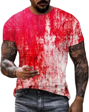 Mens Halloween Oversized T Shirt Scary Blood Splatter Halloween Costume Tees Novetly Graphic Short Sleeve Tee Tops