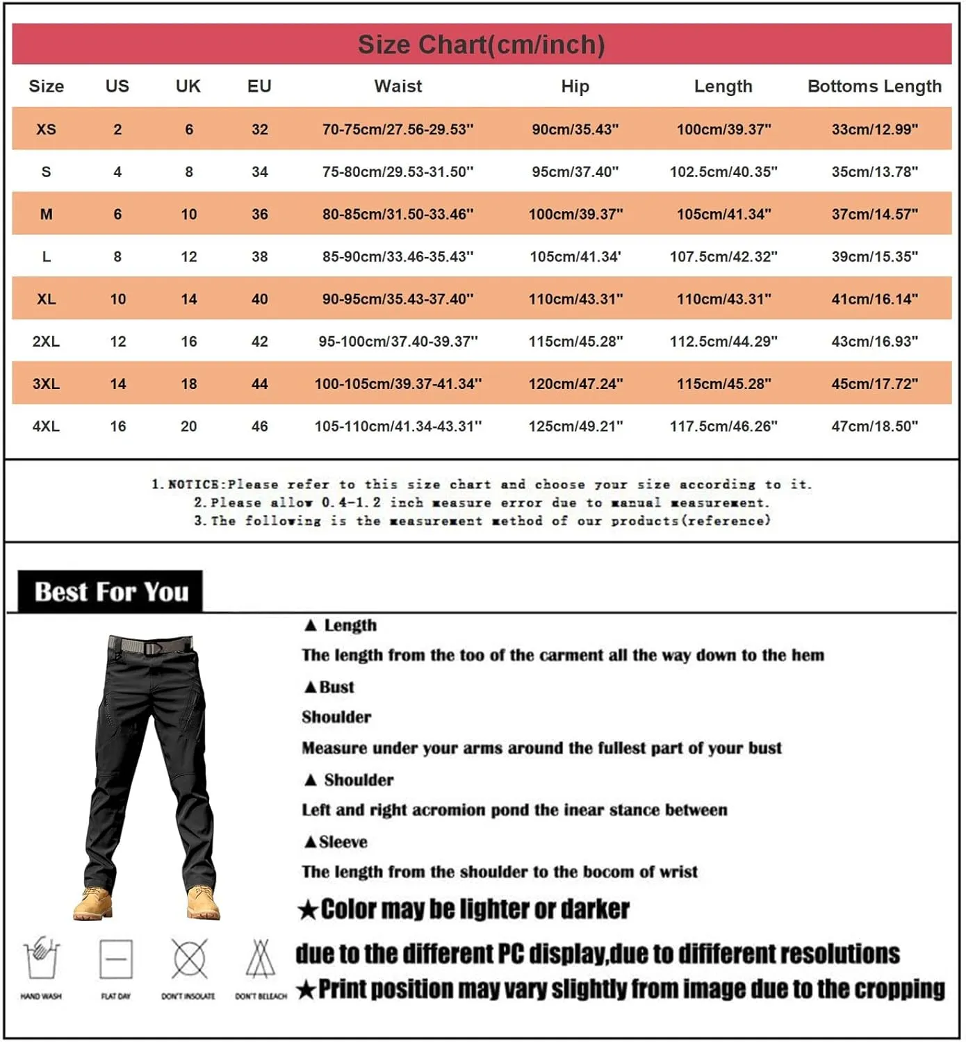 Mens Hiking Pants Cargo Trousers Hiking Pants 8 Pocket Plain Comfort Breathable Outdoor Daily Going Out Baggy Pants