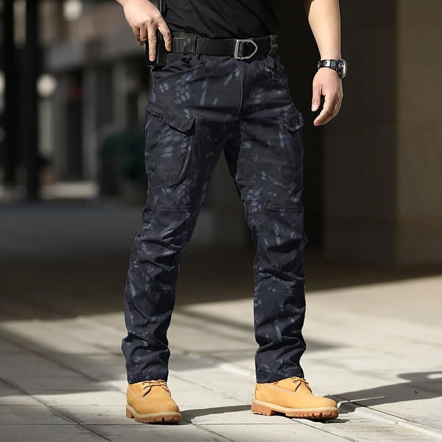 Mens Hiking Pants Cargo Trousers Hiking Pants 8 Pocket Plain Comfort Breathable Outdoor Daily Going Out Baggy Pants