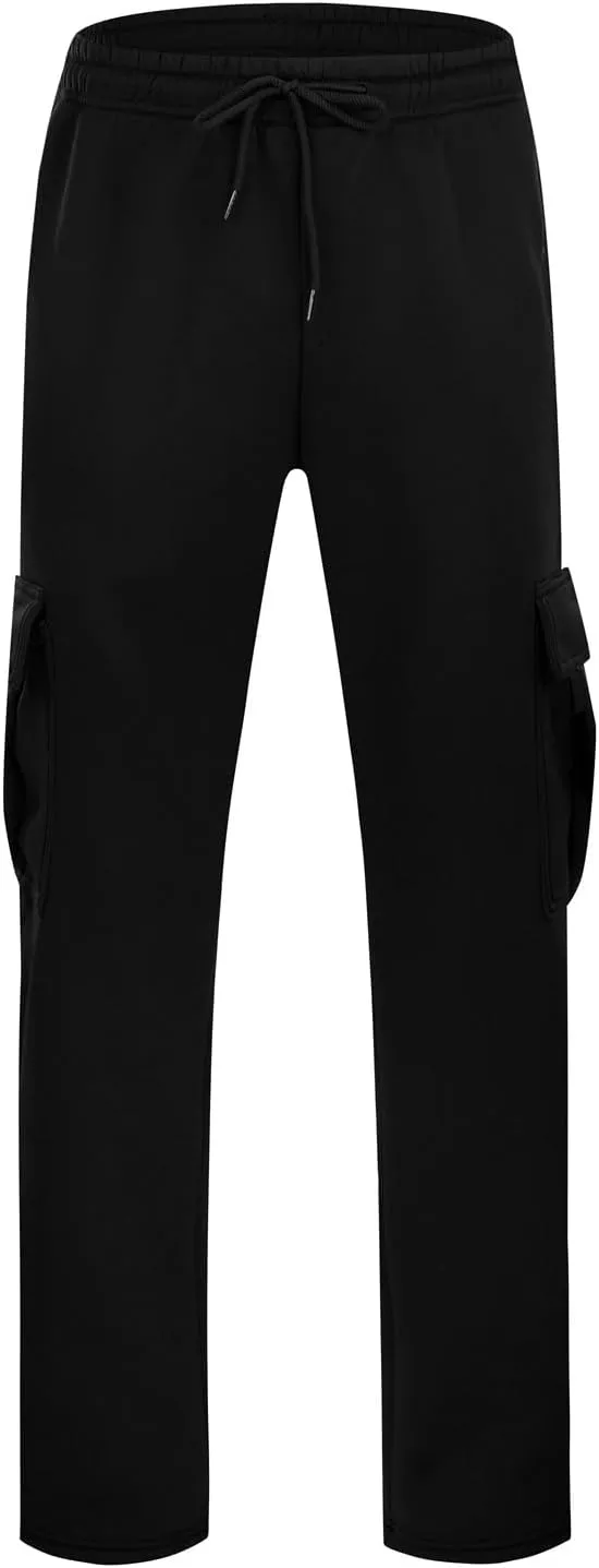 Men's Jogger Cargo Pants, Elastic Waist Drawstring Straight Leg Sweatpants, Lightweight Casual Trousers with Pockets