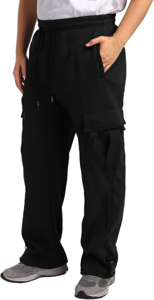 Men's Jogger Cargo Pants, Elastic Waist Drawstring Straight Leg Sweatpants, Lightweight Casual Trousers with Pockets