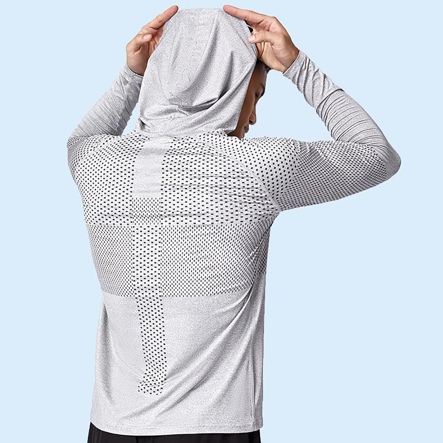 Mens Lightweight Sun Protection Athletic Hoodie Shirt UPF 50 Long Sleeve Uv SPF Fishing, Camping, Hiking Clothes Tops