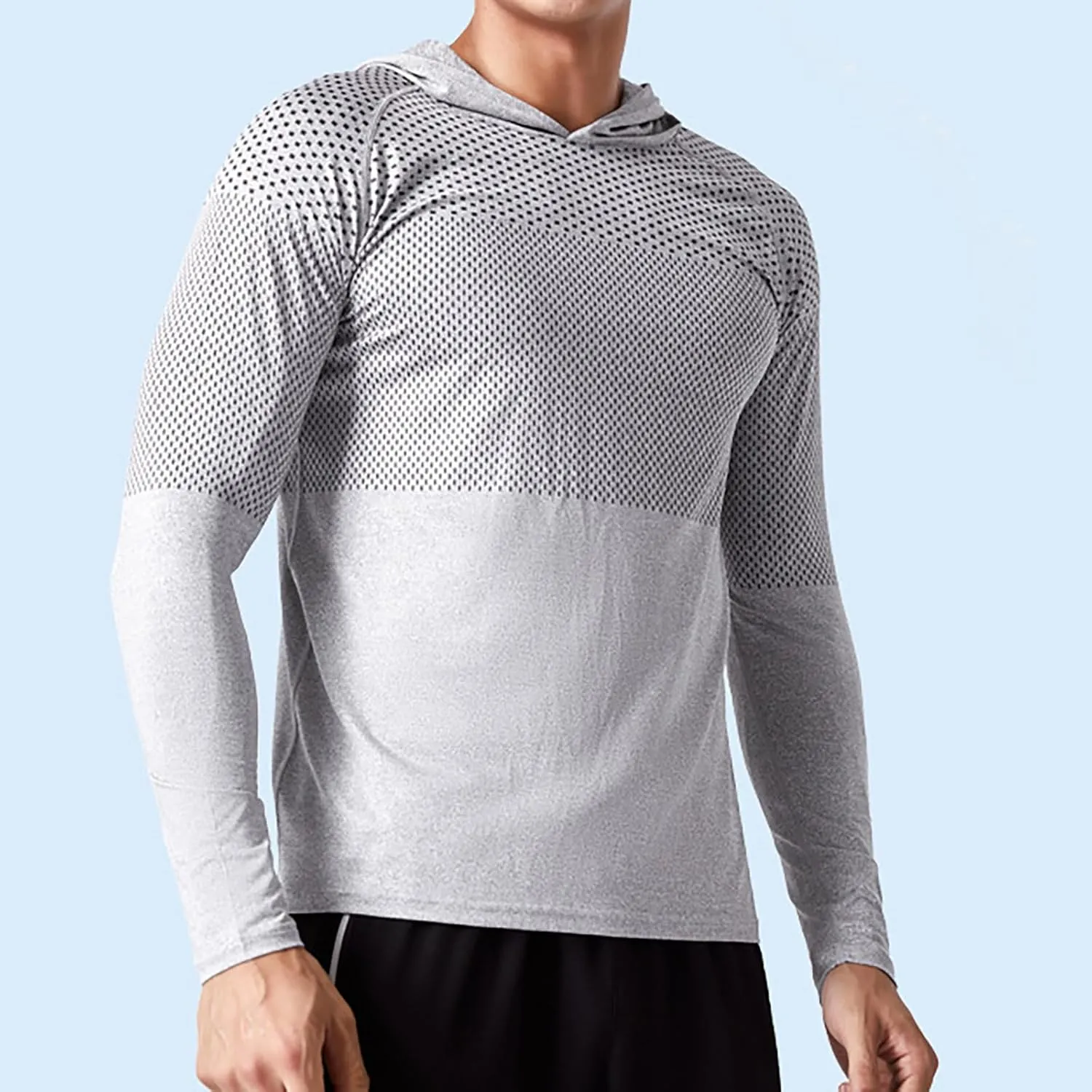 Mens Lightweight Sun Protection Athletic Hoodie Shirt UPF 50 Long Sleeve Uv SPF Fishing, Camping, Hiking Clothes Tops