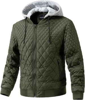 Mens Lightweight Zip Up Hoodies Sweatshirts Jacket Sherpa Lined Fleece Plaid Quilted Jackets Coat with Pockets